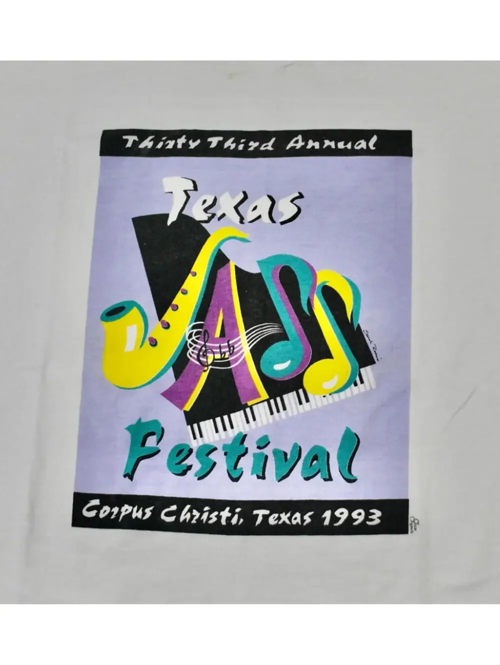 Vintage Texas Jazz Festival 1993 Show Music Band White 90s Shirt Size X-Large
